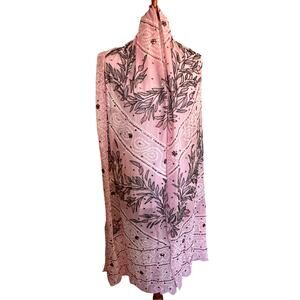 Azmina Vintage 100% Silk Hand Beaded Sequin Scarf Pink Botanical